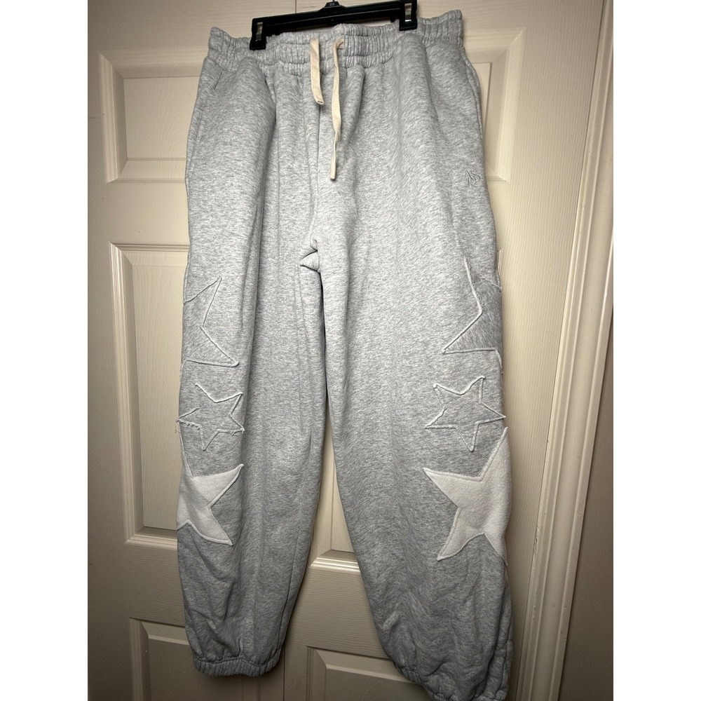 AS Revival Gray Star Patchwork Baggy Sweatpants Joggers 2XL Y2K Streetwear